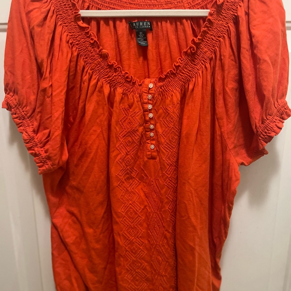 Lauren Women's Vibrant Orange Blouse 2X